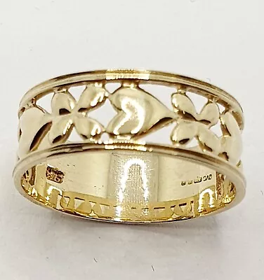 Heart Celtic Band 6.97mm Wide QVC Ring 9ct Yellow Gold Size O • £145