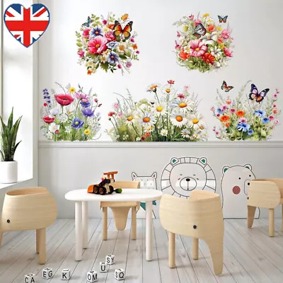 Removable Butterfly Flowers Wall Stickers PVC Nursery Art Mural Decal Home Decor • £5.45
