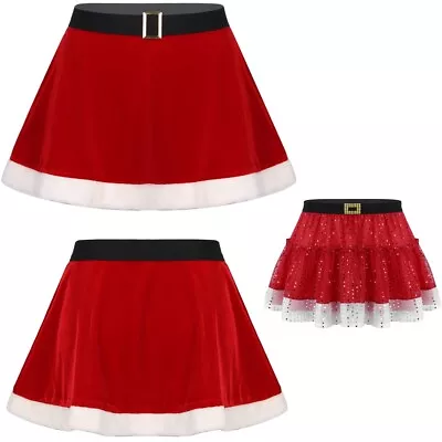 Womens Mrs. Santa Claus Skater Skirt Christmas Holiday Party Costume Mini Skirts • $9.37