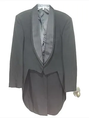 Gingiss Formal Black Tuxedo Suit Coat Tails Tailcoat Mens 38 L Long • $59.99