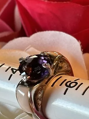 Sterling Silver Amethest Mop & Abalone Gemstone Ring - Size 5 - Euc! • $12.99