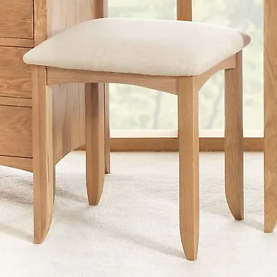 Edward Hopper Oak Dressing Table Stool. Upholstered Oak Vanity Stool. ASSEMBLED • £89.99