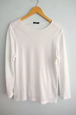 Bassike Womens Top T-Shirt Size S White Long Sleeve Round Neck Organic Cotton • $35