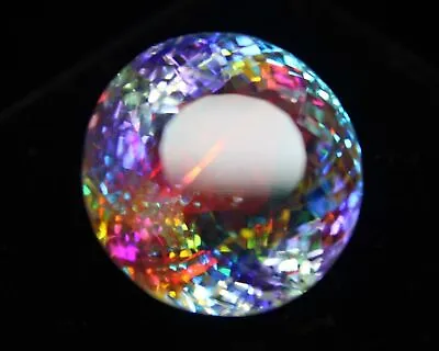AAA+ Rainbow Mystic 61 Ct Topaz Round Shape Certified Loose Gemstone • £17.97