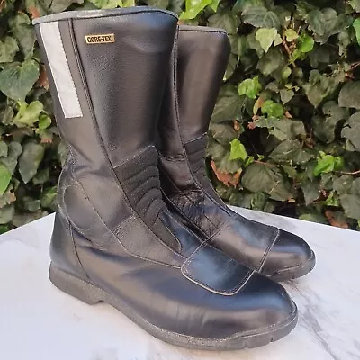 BMW Black Leather Gore-Tex Motorcycle Boots Zip Up Men's Size 44 • $75