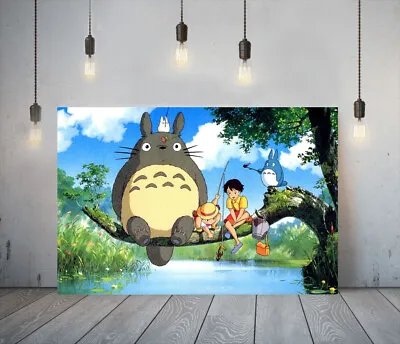 Ghibli My Neighbour Totoro 2 -framed Canvas Wall Art Anime Picture Paper Print • £69.99