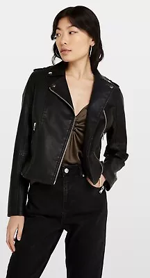 Miss Selfridge Black Biker Jacket UK 6 • £30