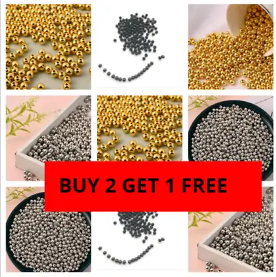 500 Round Spacer Beads 4mm 6mm 8mm  Gold Silver Black Plated Beads DIY Jewellery • £2.39