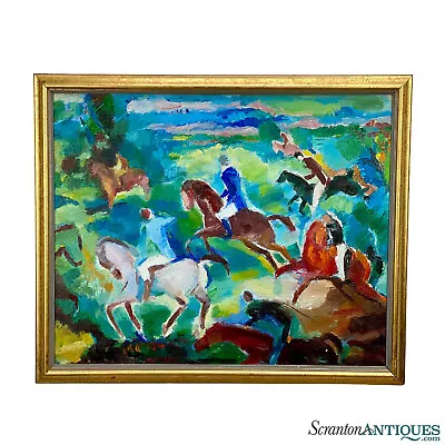 Vintage Abstract Cavaliers On Horse Oil Canvas Framed Art 20x24 • $225