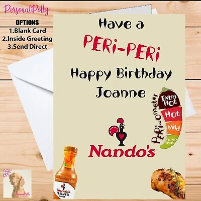Personalised Nandos Card Birthday Peri Peri Chicken Sauce • £2.82