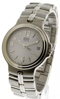 ESQ By Movado Men White Dial Date Indicator Luminous Hands Model #7101004 • $159