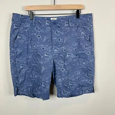 L.L. Bean Womens Shorts Sz 18 Reg Favorite Fit Nautical Oraganic Sailing Blue • £15.44