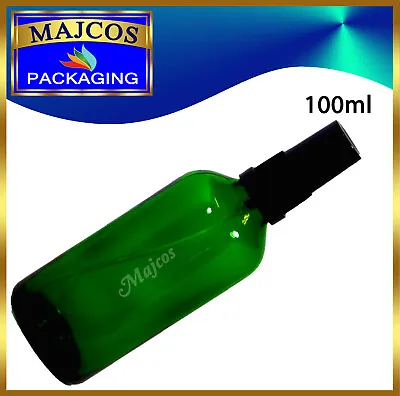 100ml Empty Green Glass Bottles With Tamper Black Atomizer / Mist Spray • £20