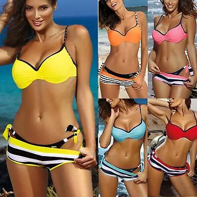 Women Push Up Padded Bikini Set Bathing Swimsuit Swimwear Beach Swimming Costume • £15.09