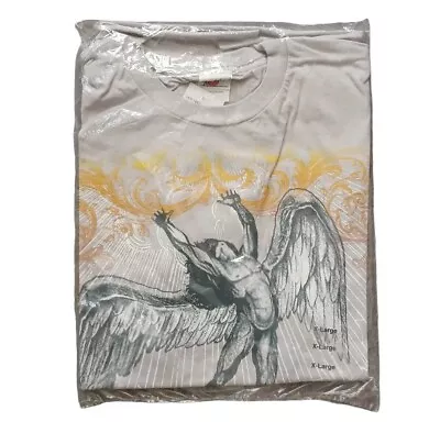 Vintage Led Zeppelin Mens Shirt Extra Large Beige Angel Icarus Zoso Deadstock • $22.79