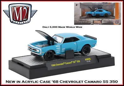 New M2 1/64 Diecast Car '68 Chevrolet Camaro SS 350 In A Acrylic Display Case  • $9.95