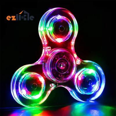 $7.99 • Buy LED Rainbow Fidget Spinner Luminous Glows In Dark Kids Stress Relief Fun Boy Toy