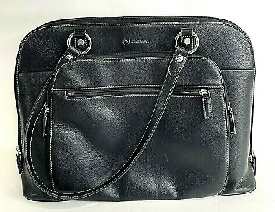 Franklin Covey Premium Black Leather Laptop Business Briefcase Hand Bag • $34.97
