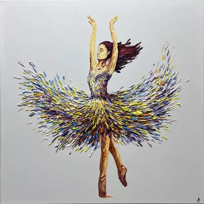 26x26  Abstract Ballerina Oil Painting Original Ballet Wall Art | BALLERINA ROSE • $304.30