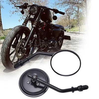 Black Round Motorcycle Handle Bar Mirror For Harley Sportster Iron 883 1200 48 • $29.76