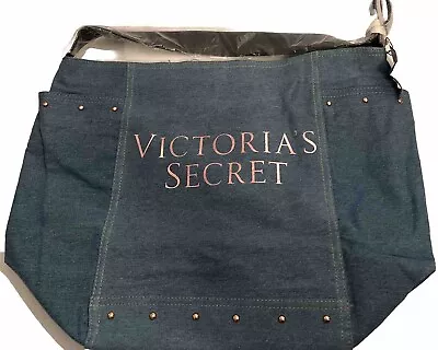 Victoria’s Secret Large Blue Denim Studded Tote Bag NWT • $19.85