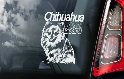 £3.99 • Buy Chihuahua Car Sticker - Dog On Board Long Haired Window Bumper Decal Gift V2