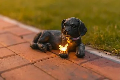 £13.99 • Buy Solar Dog Garden Ornament Light Up Puppy Statue Labrador Figure LED Laying 