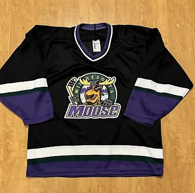 Minnesota Moose Hockey Jersey Bauer Men Medium Black Blank Practice Vintage 90s • $60