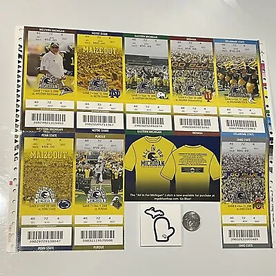 FULL! 2009 Michigan Football W/ OHIO STATE Complete LIVE Ticket Sheet UofM EX • $30