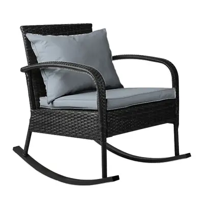 $107.70 • Buy Gardeon Outdoor Furniture Rocking Chair Wicker Garden Patio Lounge Setting Black