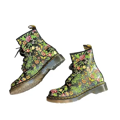 $189.99 • Buy RARE Dr Martens 1460 Bloom Floral Combat Boots 7 Black Butterfly Whimsical NWT