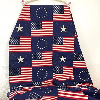 Vintage American Flag Stars Stripes Quilting Cotton Fabric 67” L X 35.5” W • $18.55