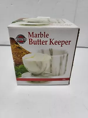 Norpro Marble Butter Bell Stone Keeper White Gray Crock Made In Taiwan New  • $33.49