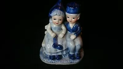 £9.99 • Buy Vintage Hand Painted Delft Wear Figurines Dutch Boy & Girl Seated EH 9868