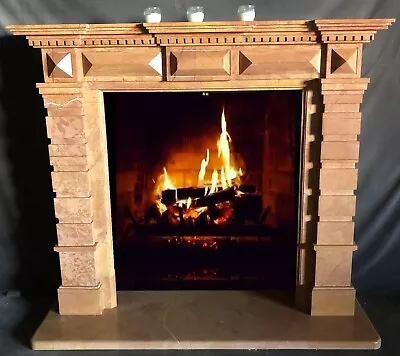 Marble Fireplace Mantle Fireplace Stone Surround Sienna Bruciada Mantel • $3850