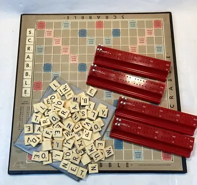 Vintage Scrabble Deluxe Edition Board Game 1977 W/ Plastic Tiles & Score Keepers • $29.77