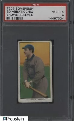T206 Ed Abbaticchio Brown Sleeves Pittsburgh Sovereign 350 Subjects PSA 4 VG-EX • $51.88