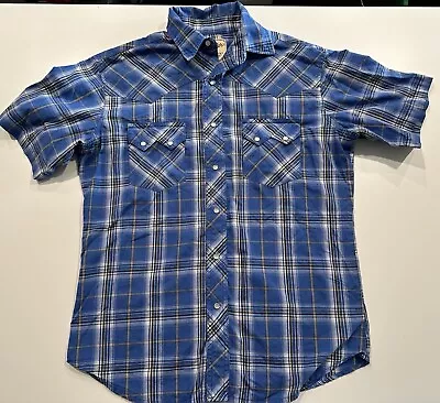 Wrangler Shirt Mens Large Pearl Snap Western Plaid Short Sleeve • $13