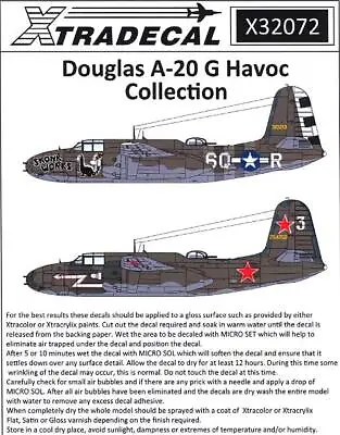 Xtra Decals 1/32 DOUGLAS A-26G HAVOC COLLECTION • $17.99