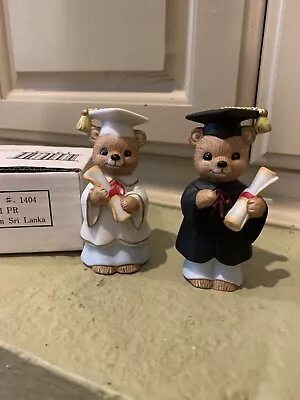 Vintage HOMCO Home Interior Porcelain Bears Figurines Lot Of 2 #1404 Graduation • $17.99