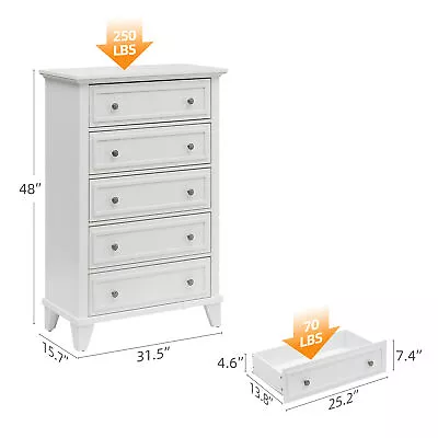 5-Drawer Dresser Wooden Storage Dressers Chests Of Drawers For Bedroom Home • $172.12