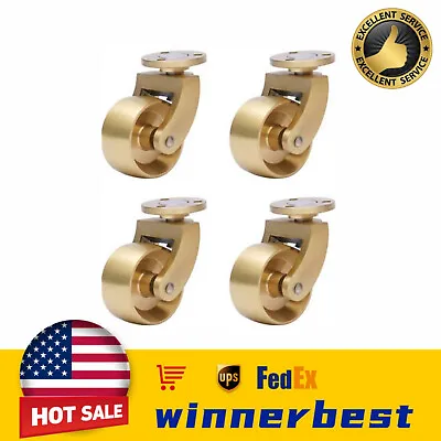 4 Vintage Style SOLID BRASS Strong Swivel Caster Wheels Brass Round Heavy Duty • $39.69