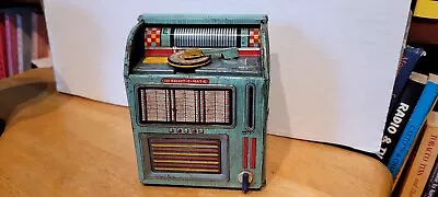 Vintage 1950's Haji  Tin Litho Wind Up Juke Box Musical Bank • $14.95