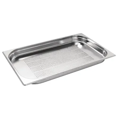 1/1 Full Size Perforated Stainless Steel Bain Marie Gastronorm Pan 325x530mm  • £14.99