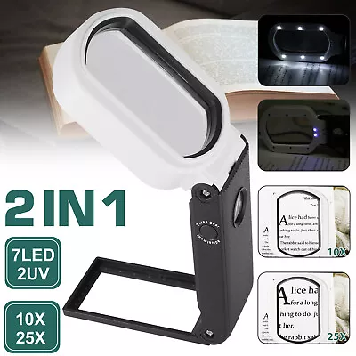 Rechargeable 10/25X Magnifier 9 LED Light Magnifying Crafts Glass Lens Desk Lamp • $13.98