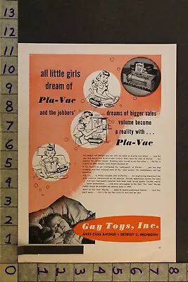 1954 Toy Ad Playset Pla-vac House Electric Vacuum Cleaner Gay Detroit Mi Te36 • $21.95