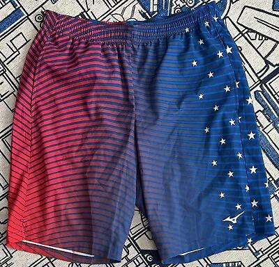 Mizuno Stars And Stripes Athletic Training Shorts Size Men's MEDIUM Free Ship • $24.99