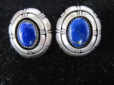 Beautiful Vintage E. KEE Navajo Sterling Silver & Lapis Earrings Pierced • $39.95