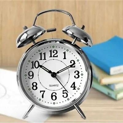 NEW Retro Loud Double Bell Mechanical Key Wound Alarm Clock UK • £9.43