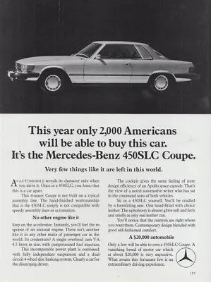 Only 2000 Americans Will Be Able To Buy The Mercedes-Benz 450SLC Coupe Ad 1974 • $9.99